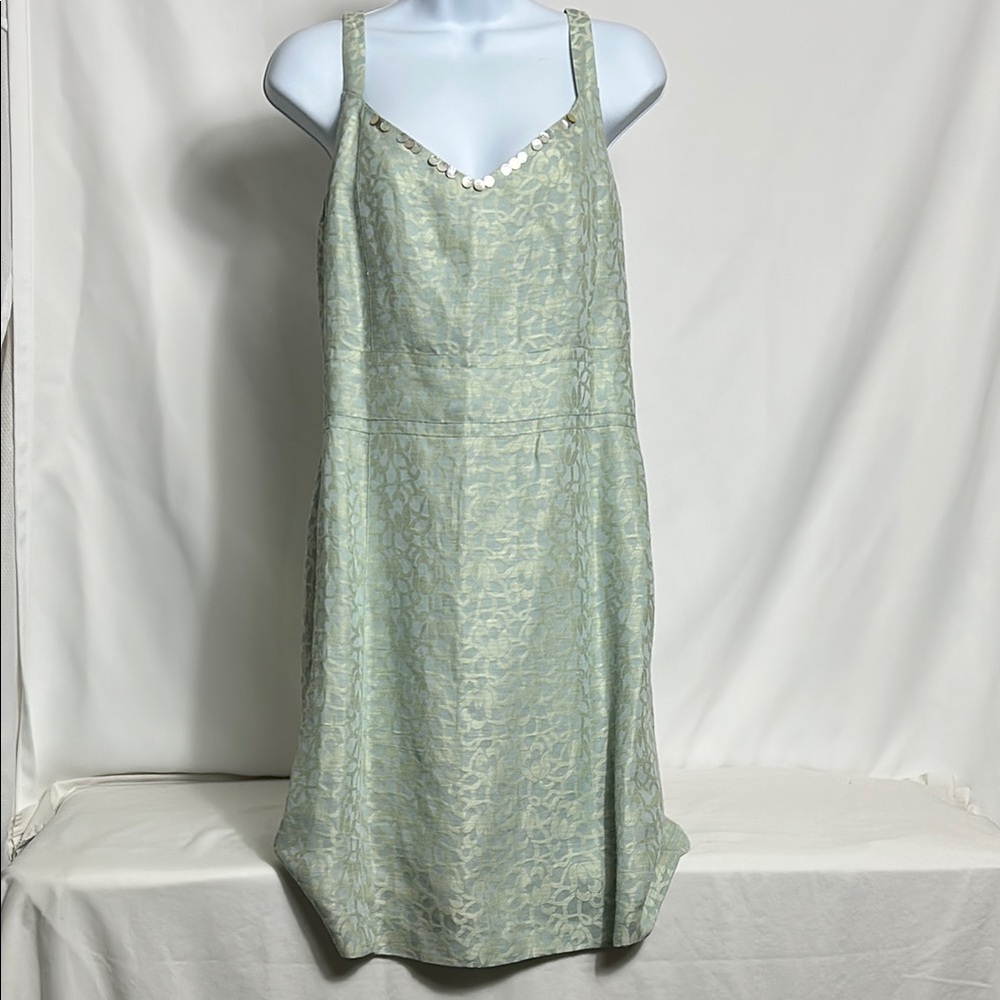 Sigred Olson Women's Size 14 Mint Green  Dress Sequence Front Trim Thin Straps